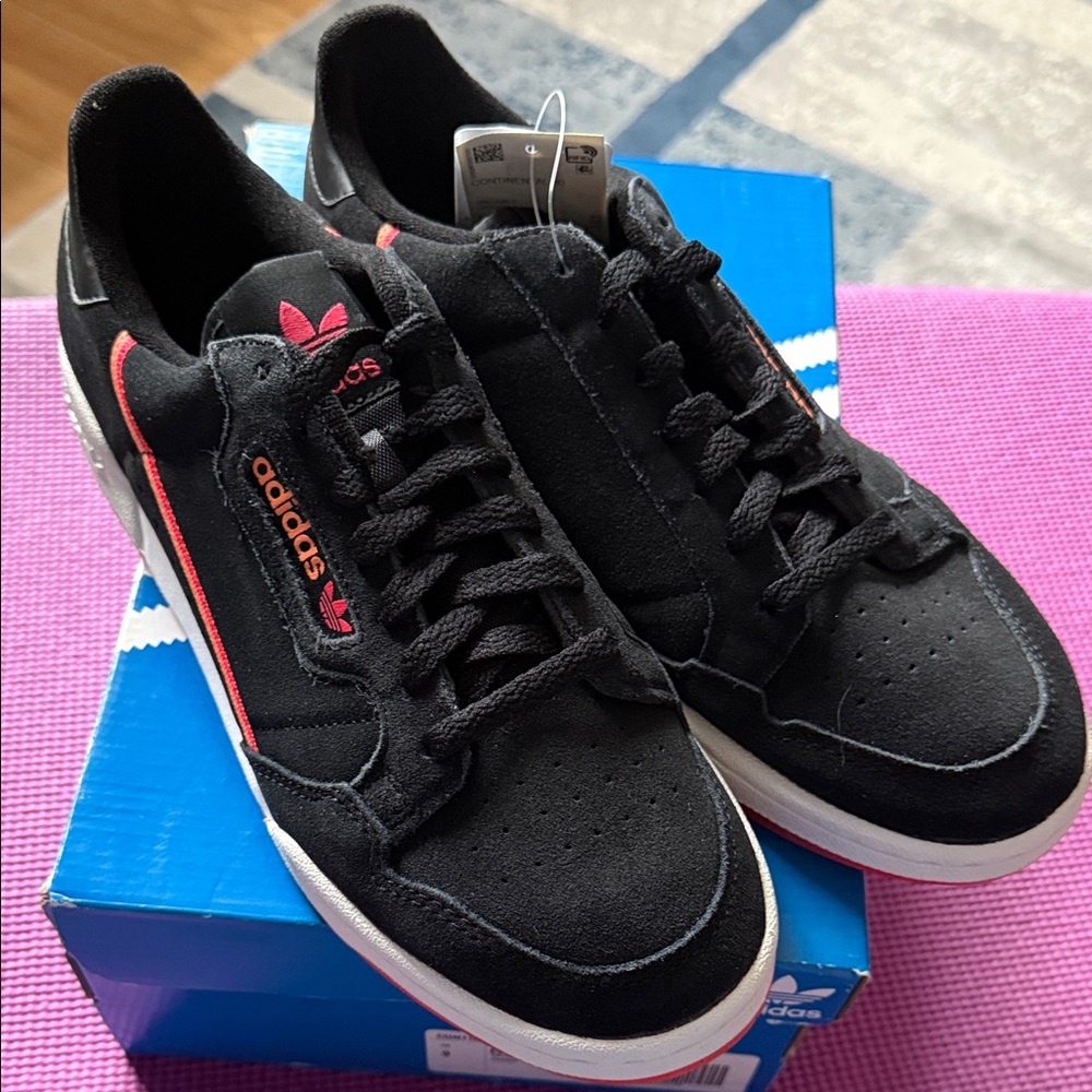 adidas continental Black Athletic Shoes with Pink Accent - Picture 3 of 6